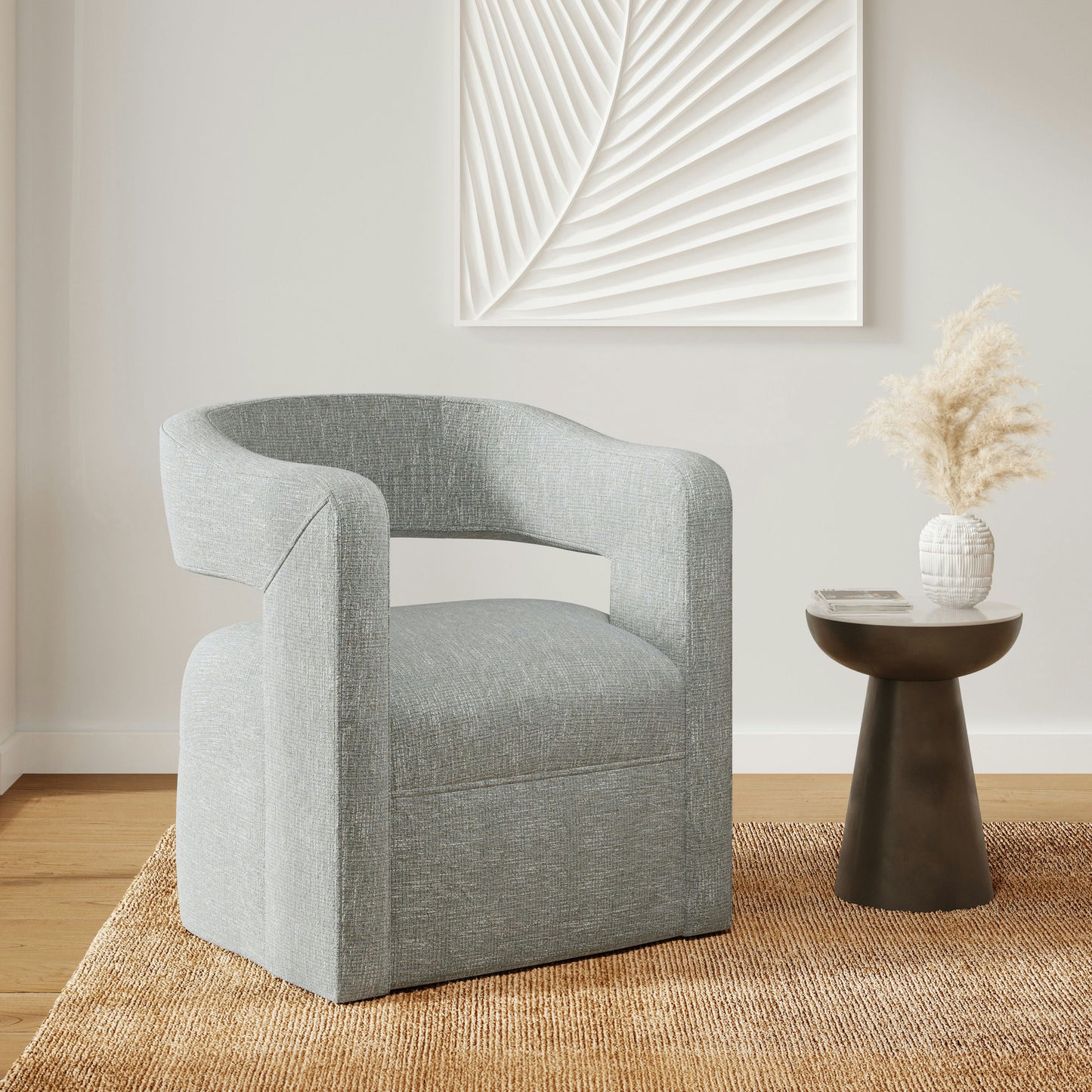 Lexy Modern Sculpted Curved Upholstered Swivel Accent Chair - Spa