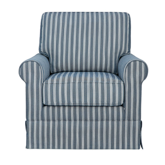 Riley Traditional Striped Upholstered Skirted Swivel Accent Chair