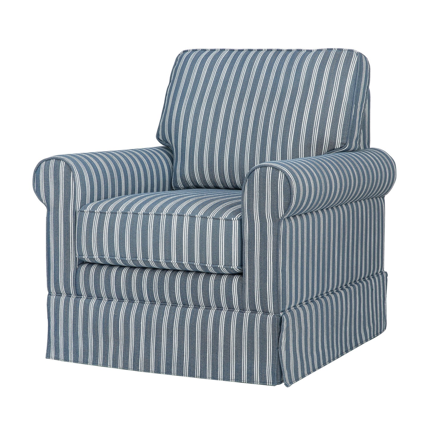 Riley Traditional Striped Upholstered Skirted Swivel Accent Chair