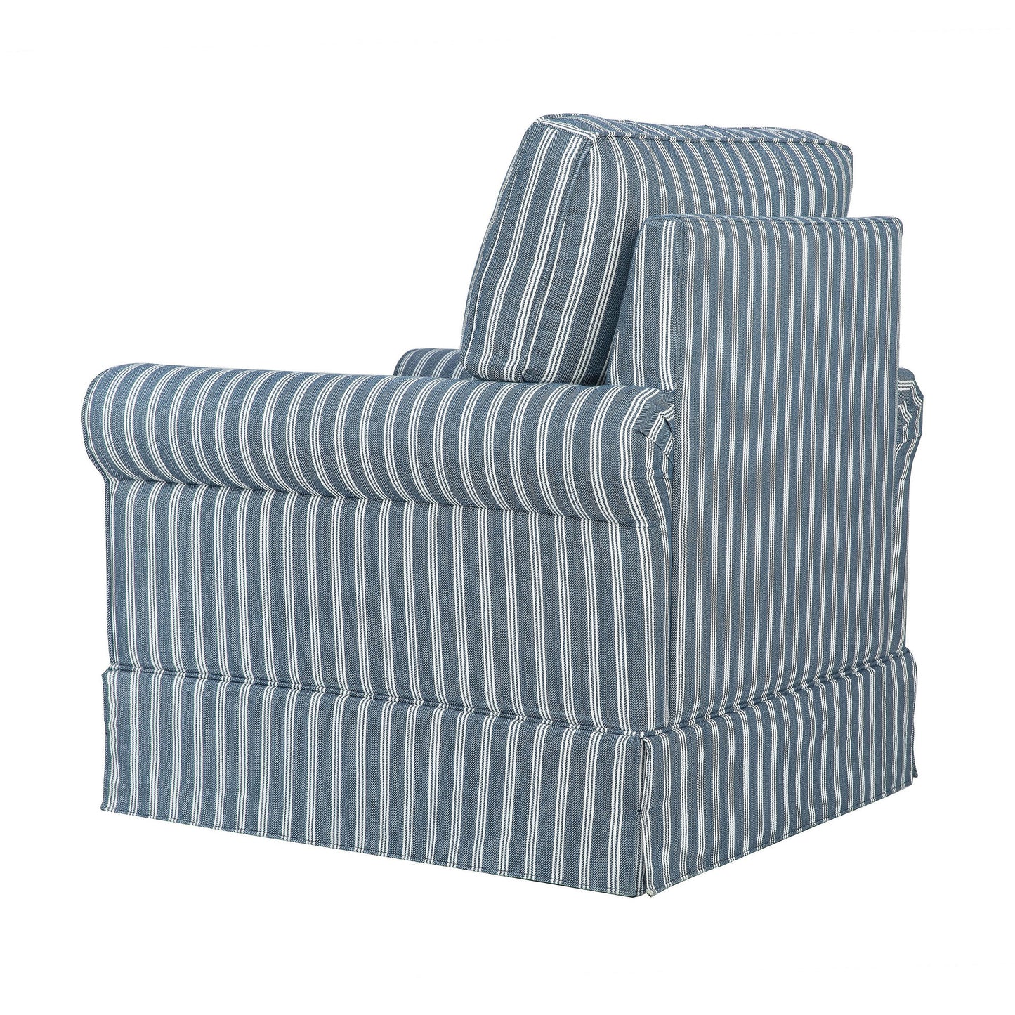 Riley Traditional Striped Upholstered Skirted Swivel Accent Chair