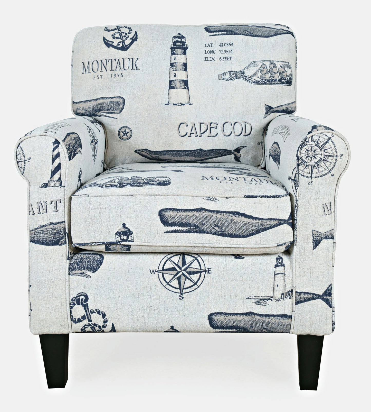 Seafarer Coastal Nantucket Cape Nautical Upholstered Accent Chair - Natural