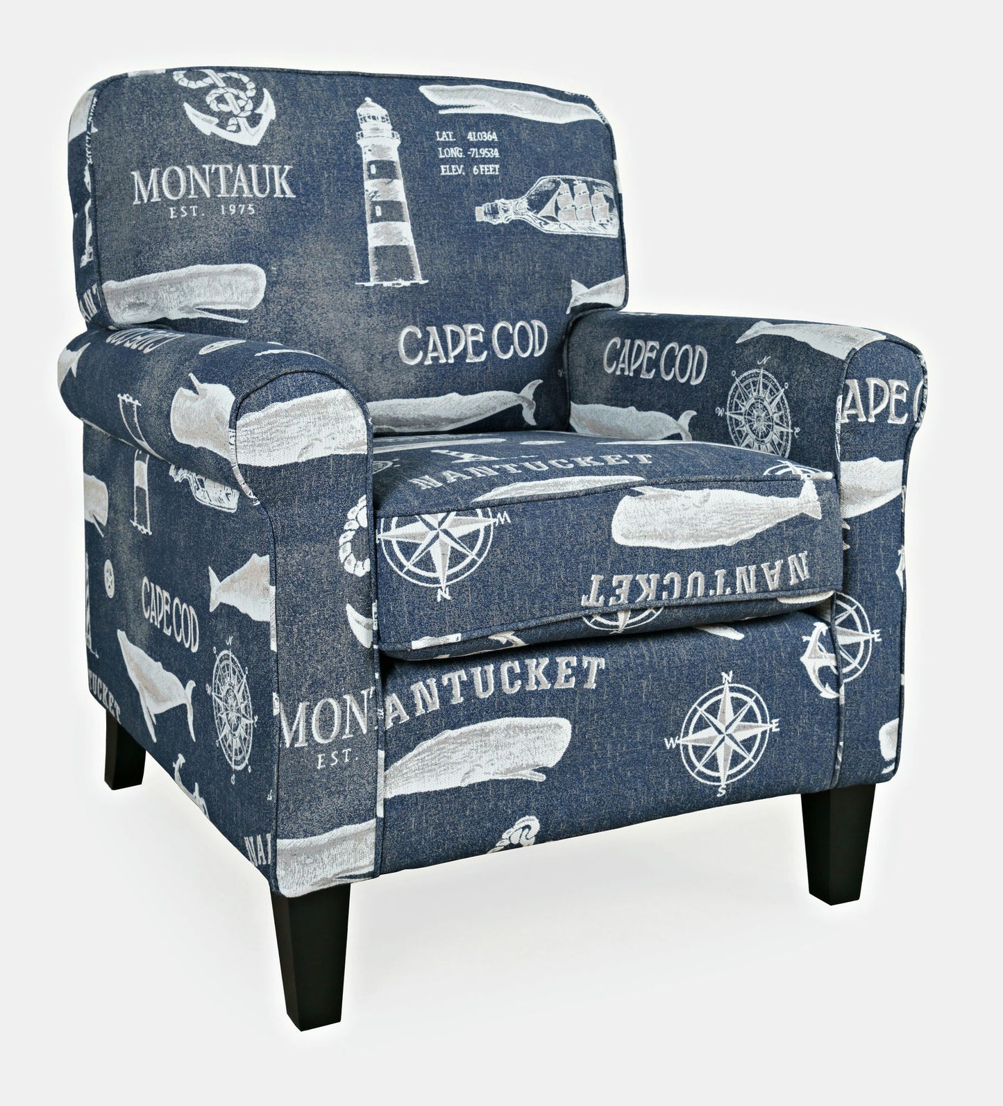 Seafarer Coastal Nantucket Cape Nautical Upholstered Accent Chair - Navy