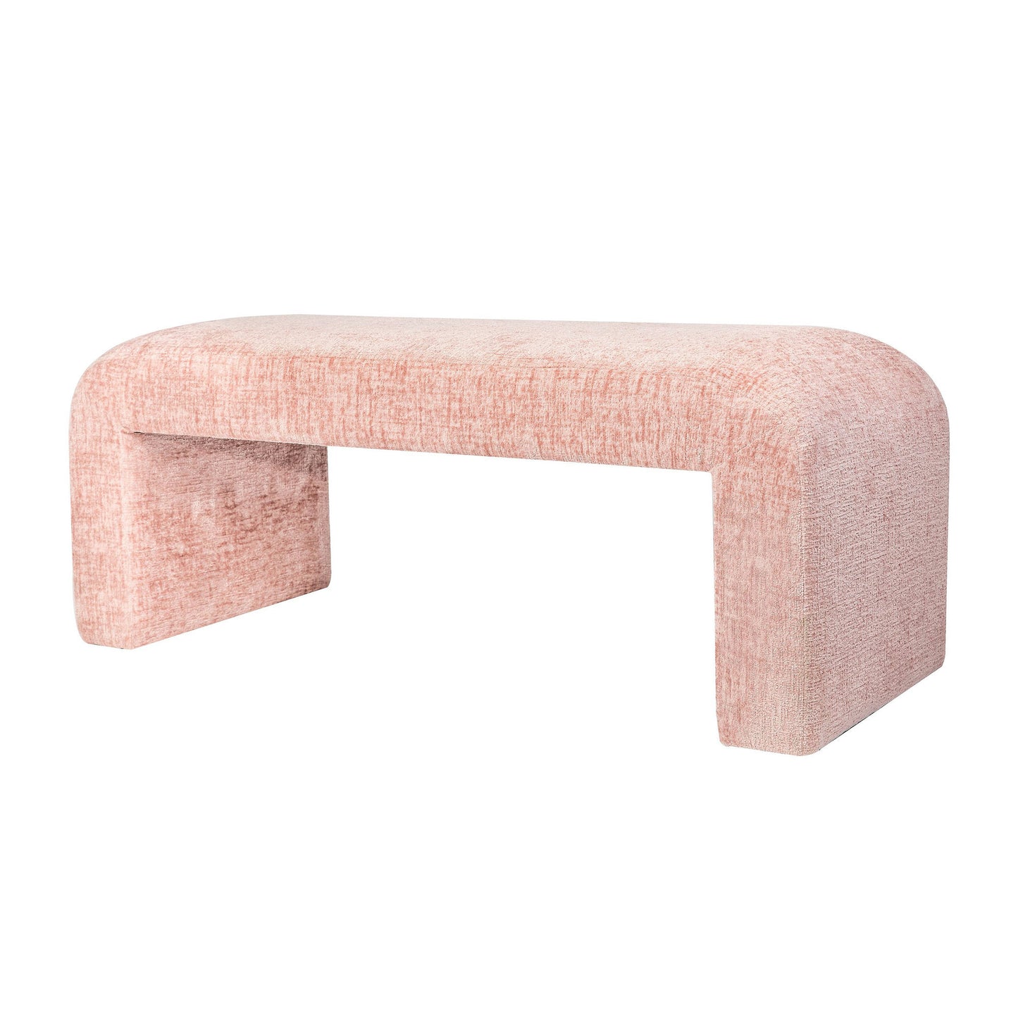 Sophia Modern Luxury Curved Upholstered Jacquard Bench (47W x 18D x 19H) - Pink