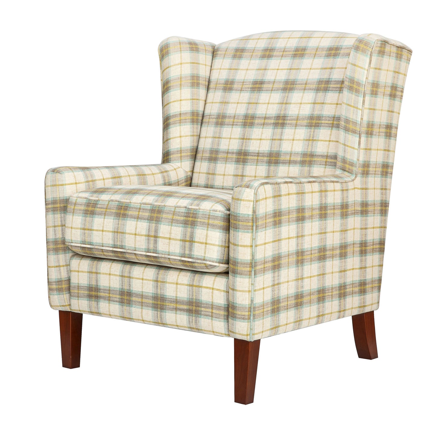 Thompson Traditional Classic Wingback Upholstered Accent Chair - Plaid