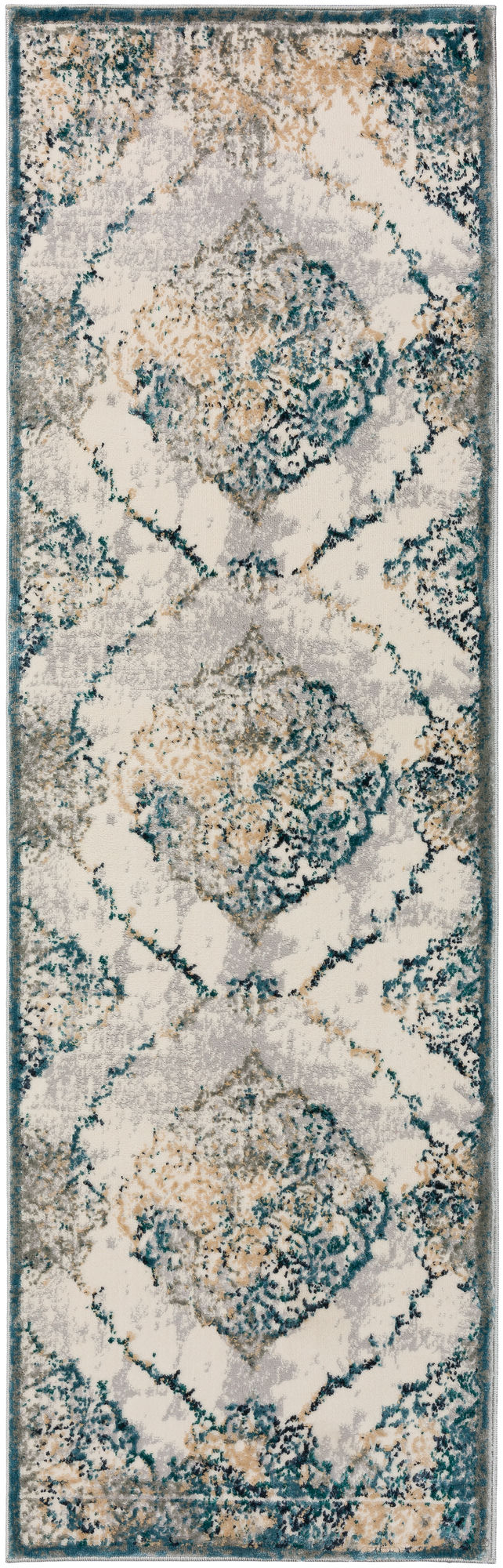 Karma KM23 Ivory 2'3" x 7'5" Runner Rug