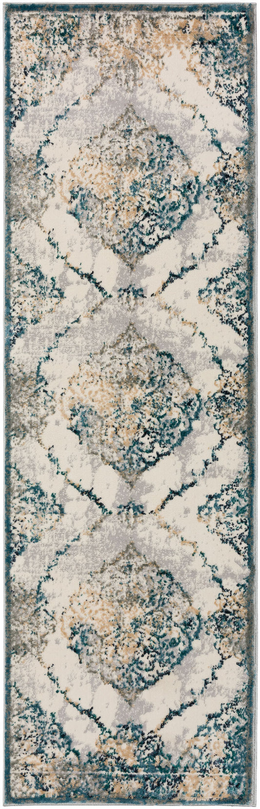 Karma KM23 Ivory 2'3" x 7'5" Runner Rug