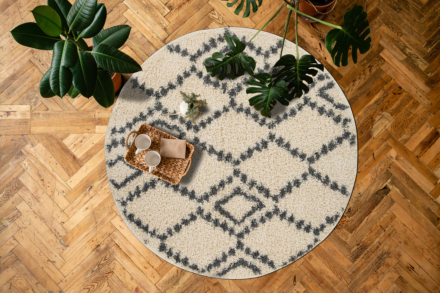 Kaleen Komon Collection KMN04-01 Ivory Area Rug 6'6" x 6'6"