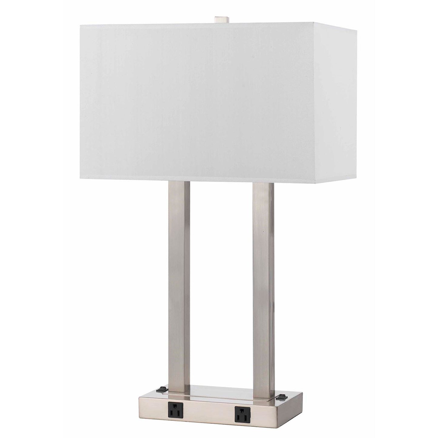 Brushed steel Metal 60w x 2 metal desk lamp w/two outle - Desk lamp