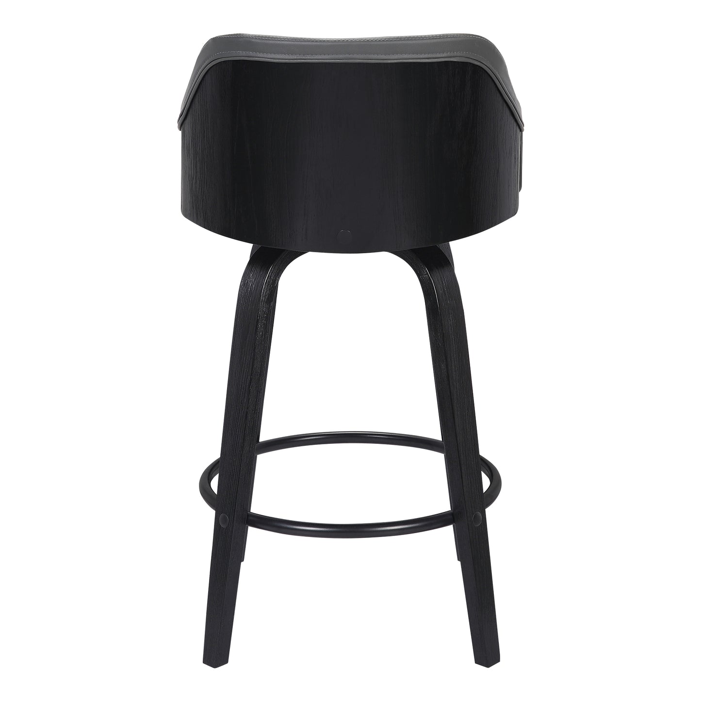 Alec 26" Counter Height Swivel Grey Faux Leather and Black Wood Bar Stool