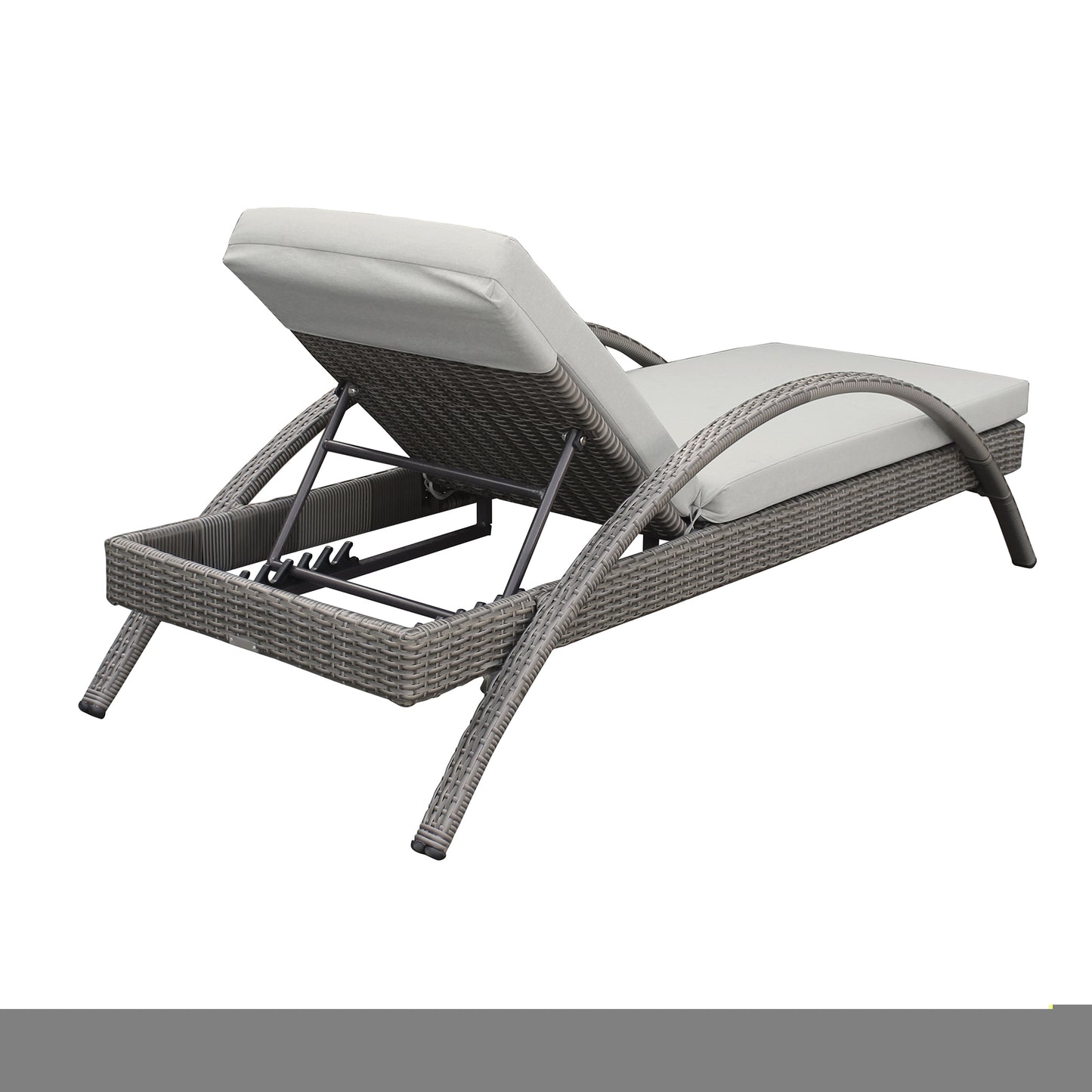 Aloha Adjustable Patio Outdoor Chaise Lounge Chair in Grey Wicker and Cushions