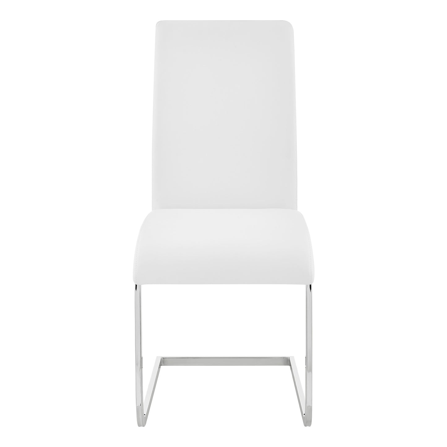 Amanda Side Chair in White Faux Leather and Chrome Finish - Set of 2
