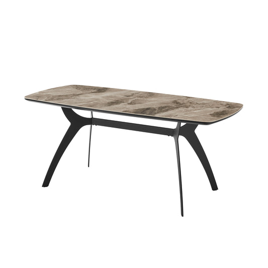 Andes Ceramic and Metal Rectangular Dining Room Table