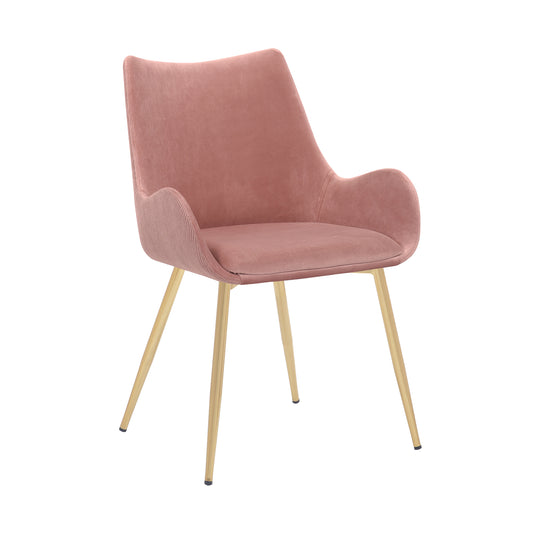 Avery Pink Fabric Dining Room Chair with Gold Legs