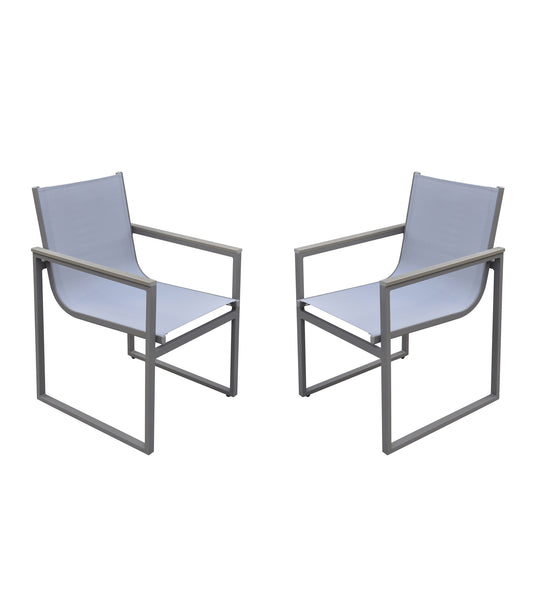 Bistro Patio Dining Chair in Grey Powder Coated Finish - Set of 2