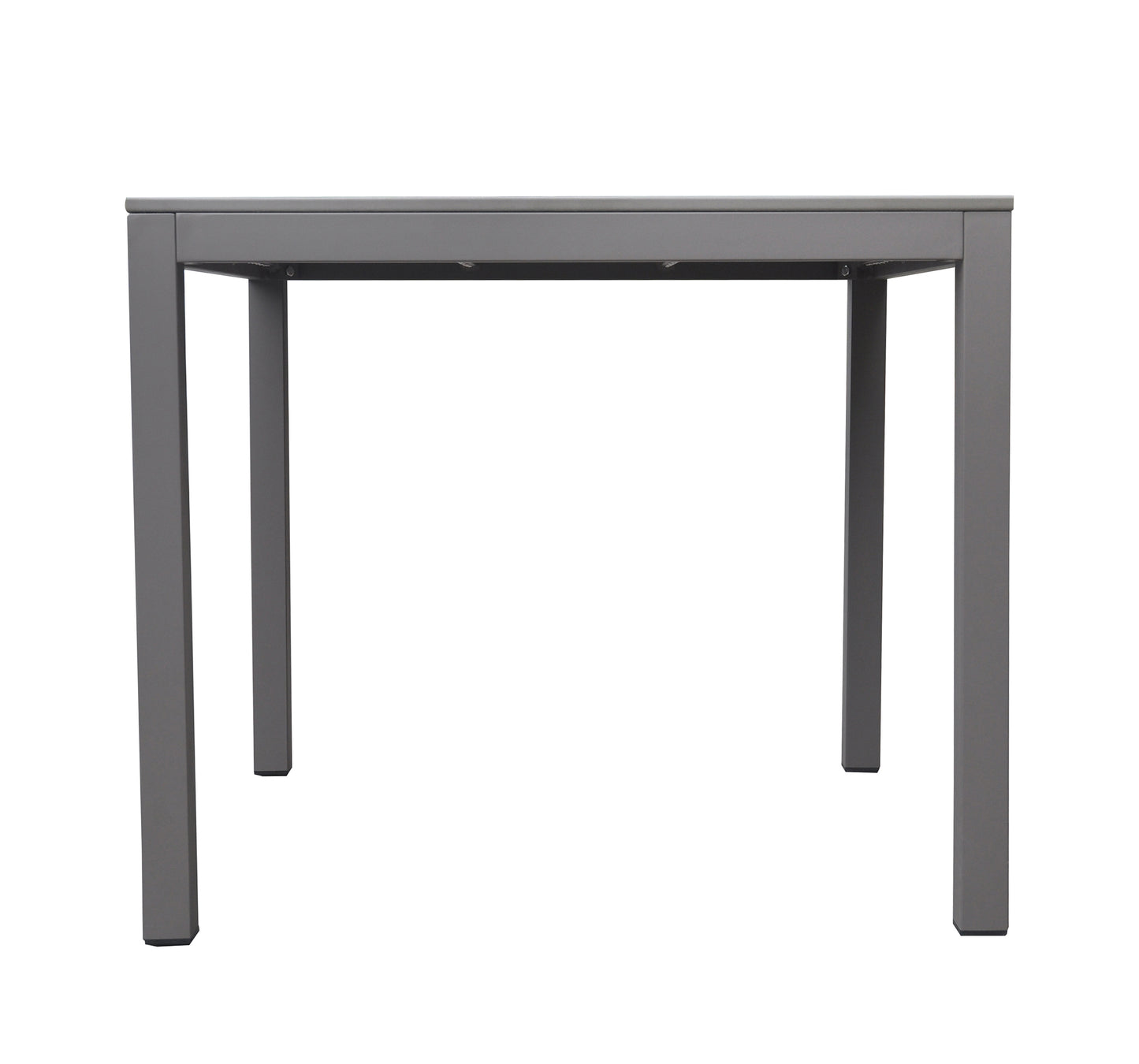 Bistro Patio Dining Table in Grey Powder Coated Finish with Grey Wood Top