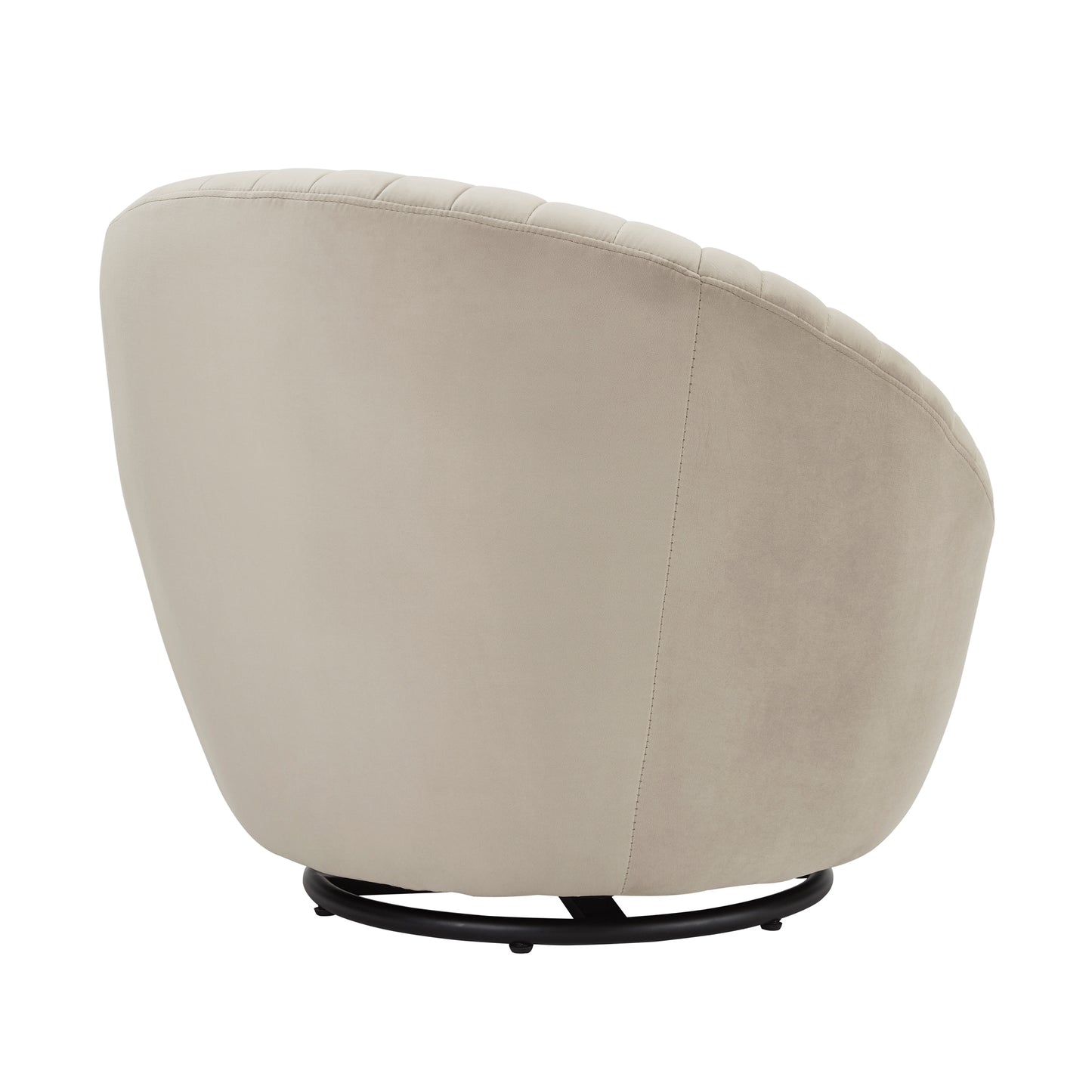 Bella Biege Velvet Swivel Accent Chair with Black Base