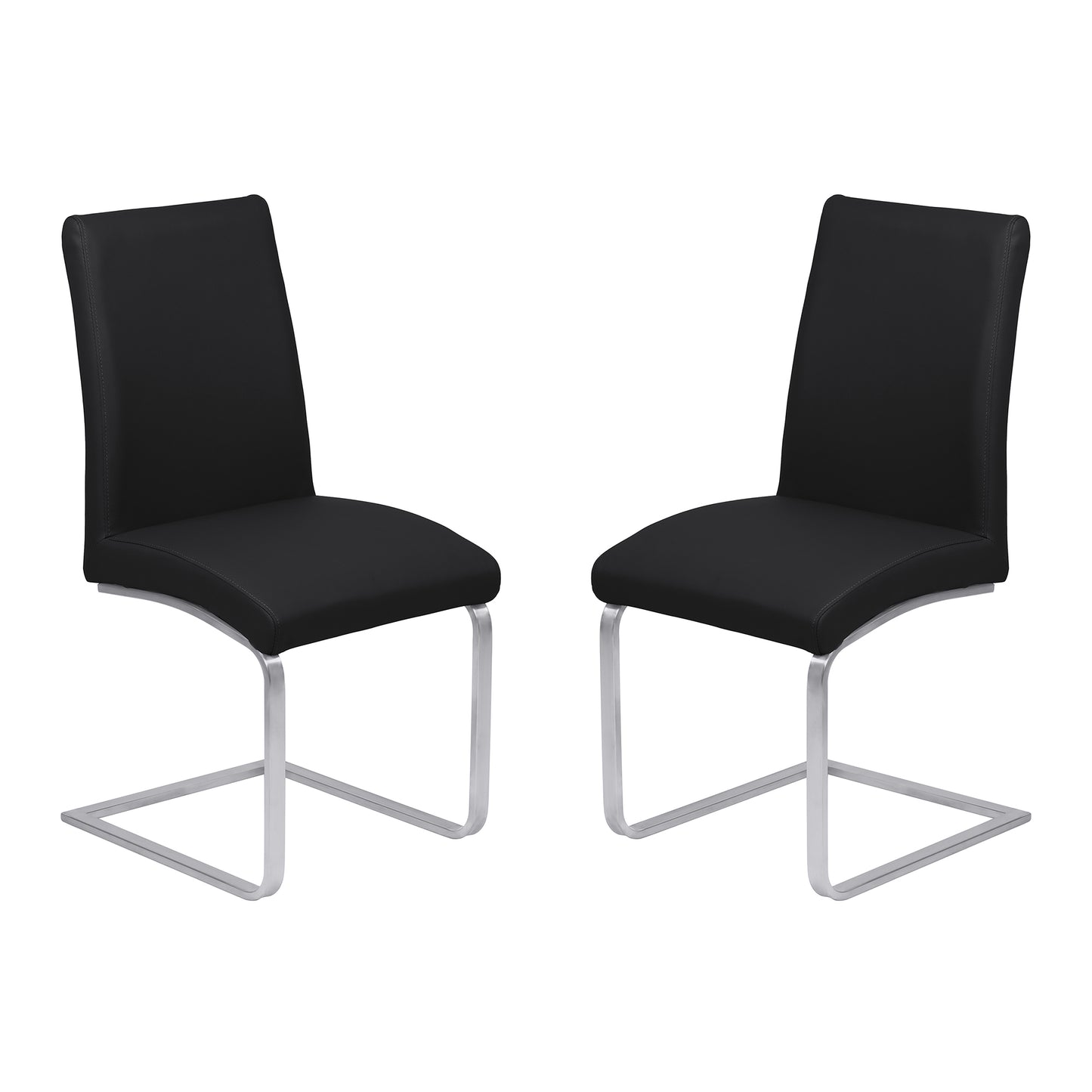 Blanca Contemporary Dining Chair in Black Faux Leather - Set of 2