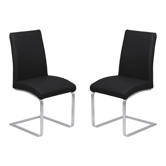 Blanca Contemporary Dining Chair in Black Faux Leather - Set of 2