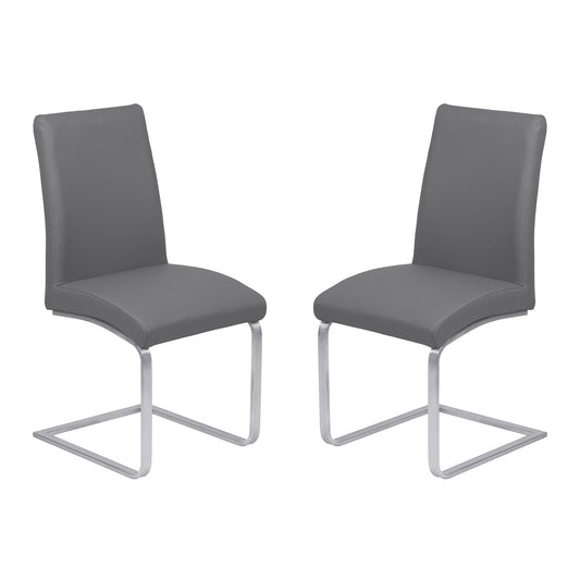 Blanca Contemporary Dining Chair in Gray Faux Leather - Set of 2