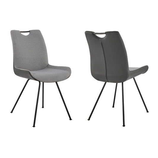 Coronado Contemporary Dining Chair in Gray and Pewter Fabric - Set of 2