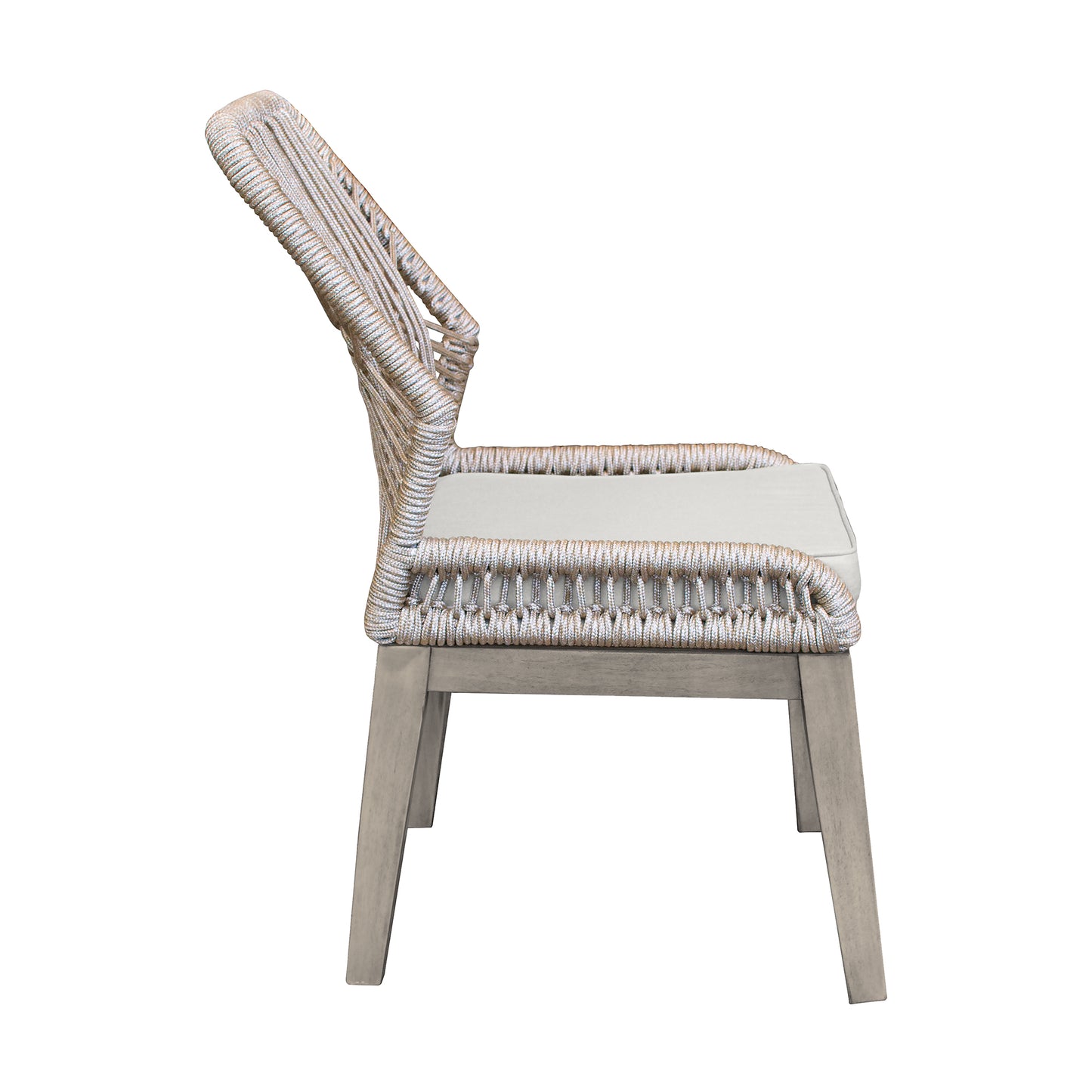 Costa Patio Outdoor Dining Chairs in Grey Acacia Wood and Rope - Set of 2