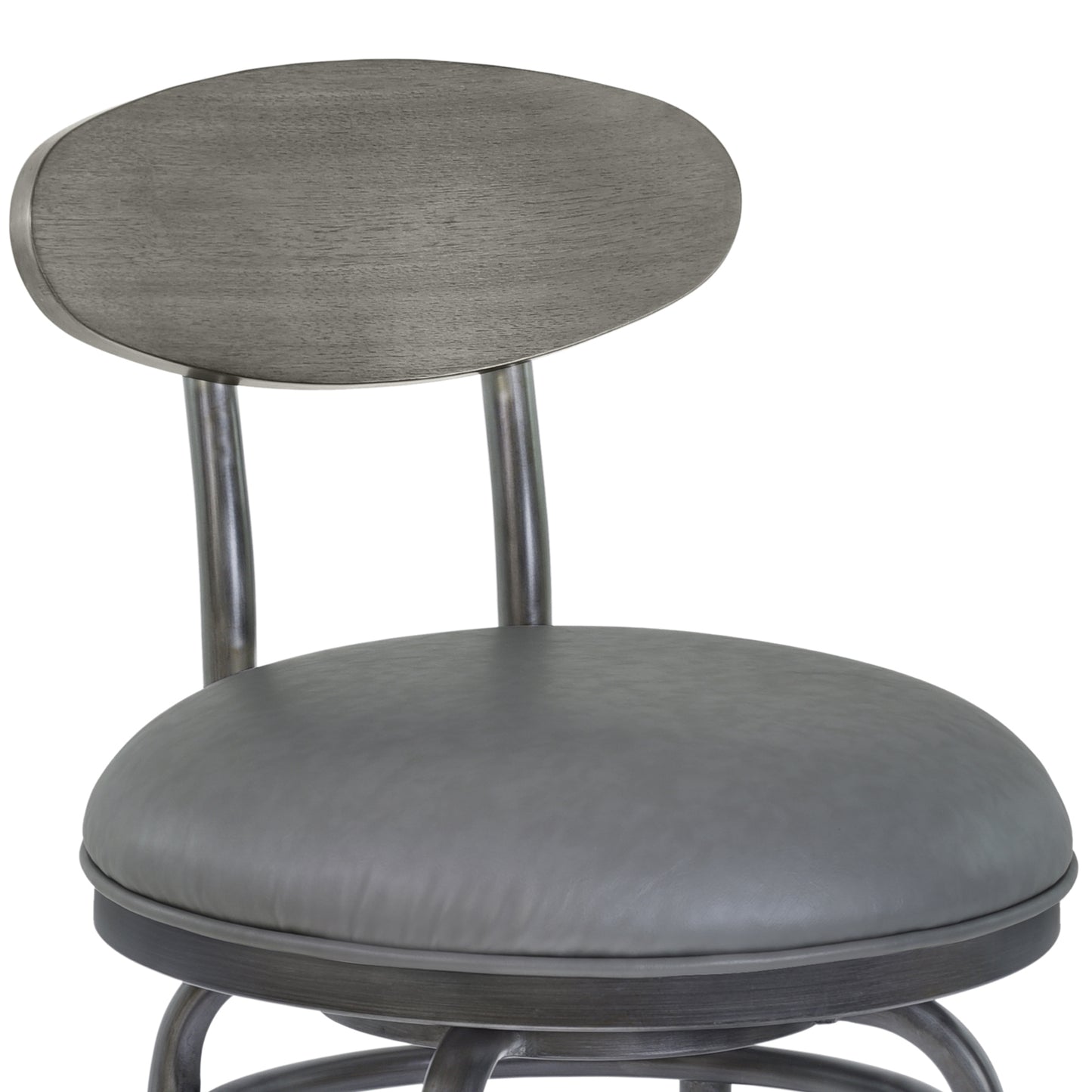 Davis 30" Bar Height Metal Swivel Barstool in Vintage Gray Faux Leather