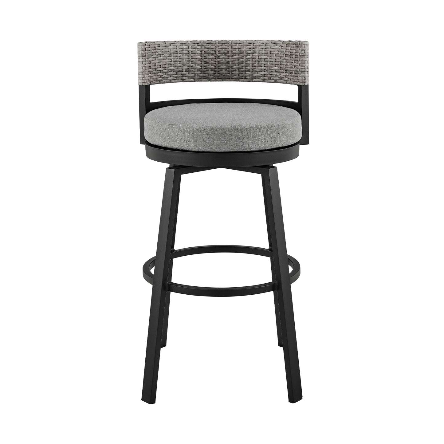 Encinitas Patio Counter Height Swivel Bar Stool in Aluminum and Wicker