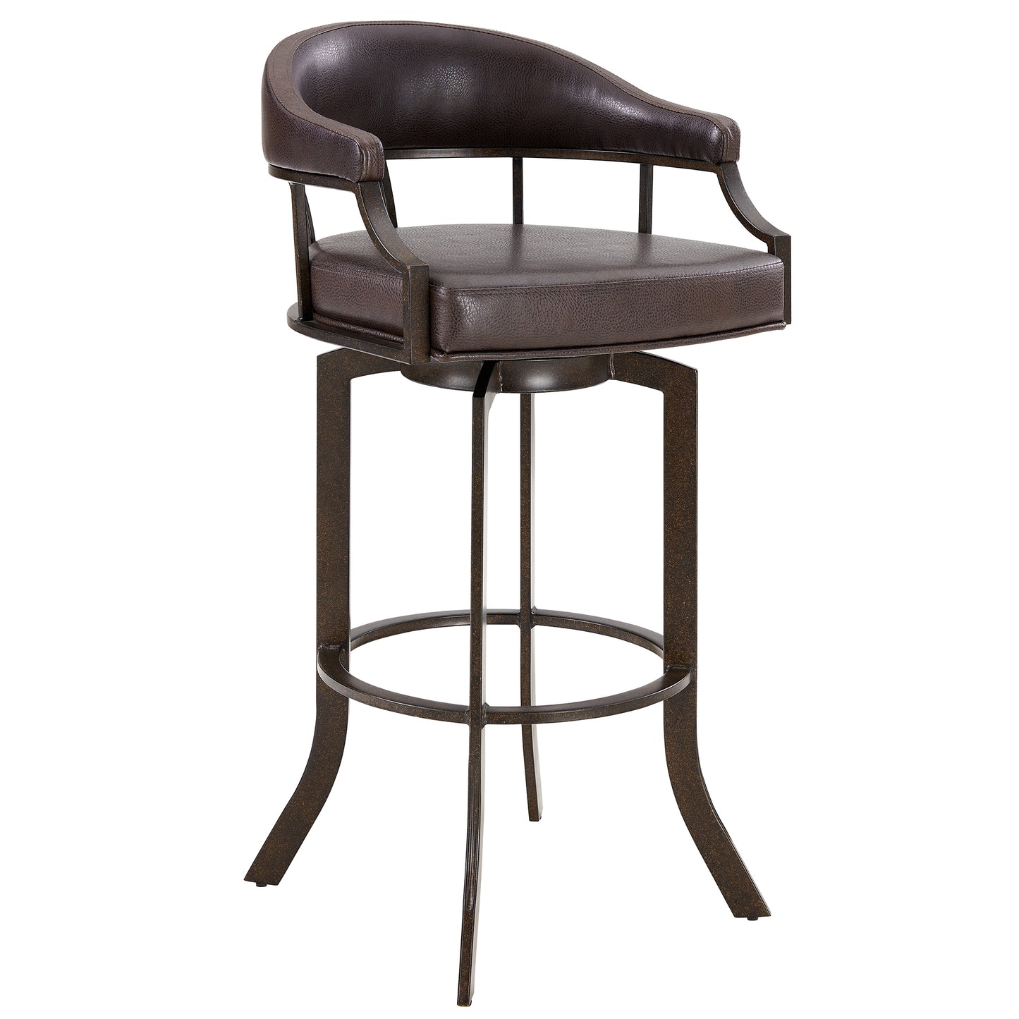 Edy Swivel 26" Auburn Bay and Brown Faux Leather Bar Stool