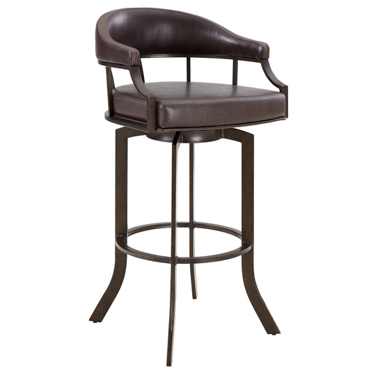 Edy Swivel 26" Auburn Bay and Brown Faux Leather Bar Stool