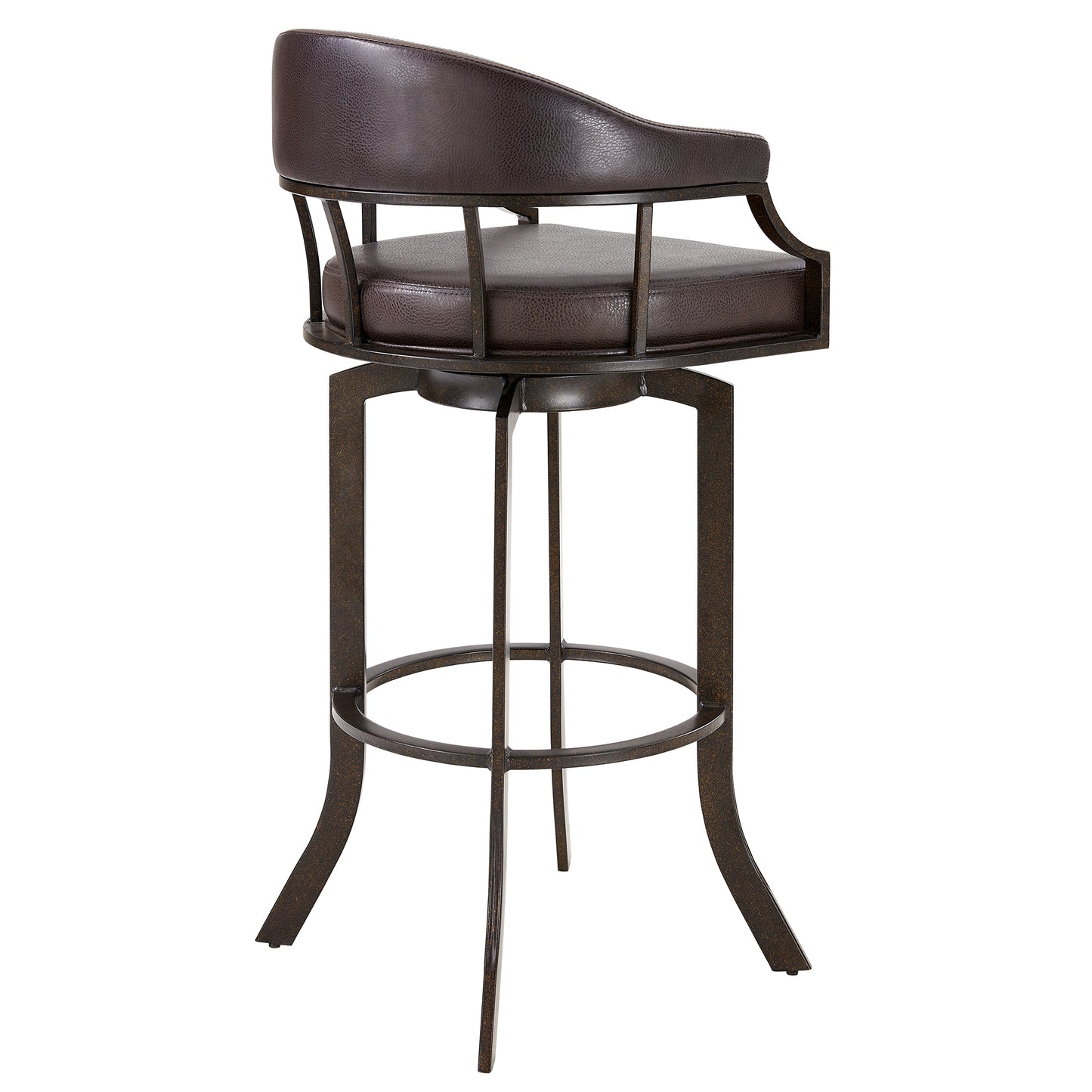 Edy Swivel 26" Auburn Bay and Brown Faux Leather Bar Stool