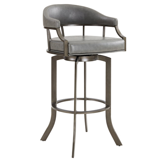 Edy Swivel 26" Mineral Finish and Gray Faux Leather Bar Stool