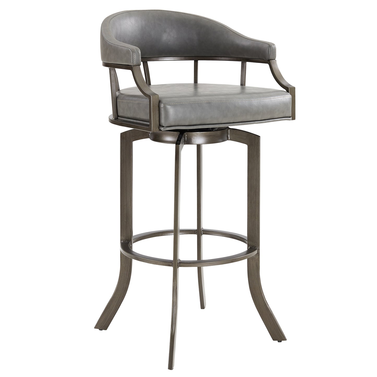 Edy Swivel 30" Mineral Finish and Gray Faux Leather Bar Stool