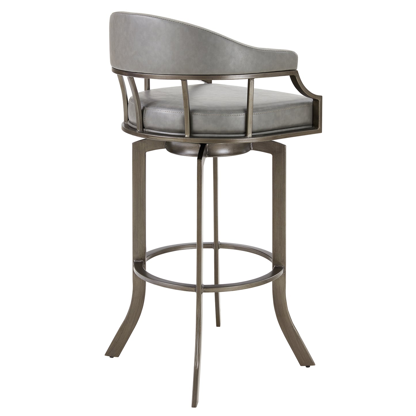 Edy Swivel 30" Mineral Finish and Gray Faux Leather Bar Stool