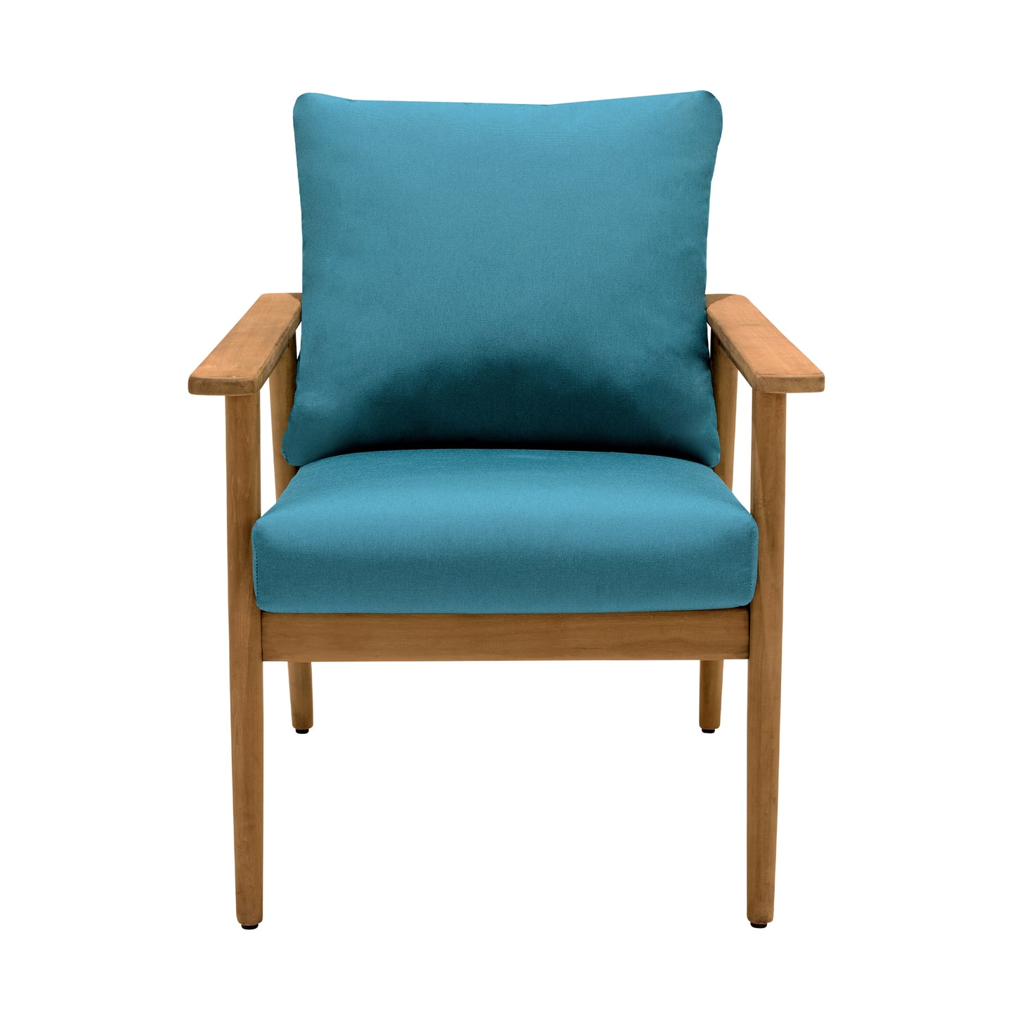 Eve Outdoor Teak Wood Lounge Chair with Teal Olefin