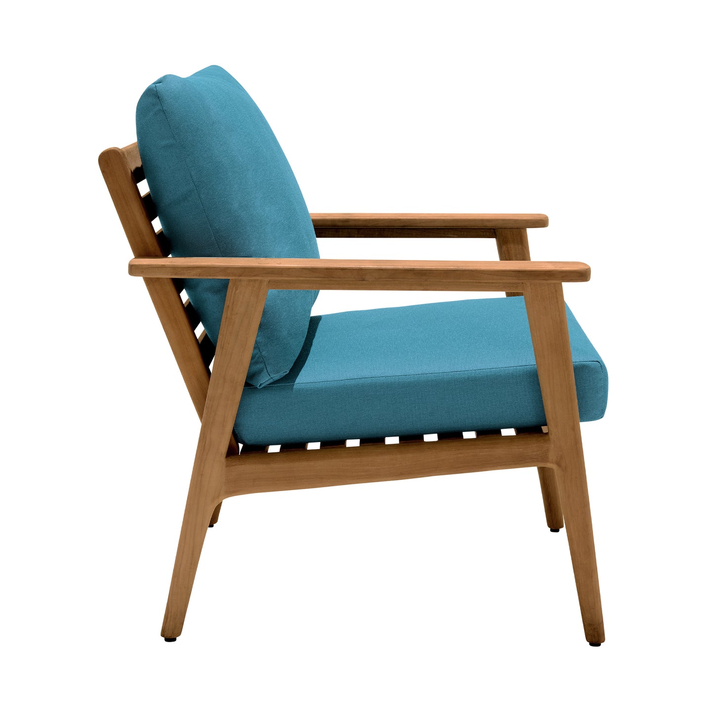 Eve Outdoor Teak Wood Lounge Chair with Teal Olefin