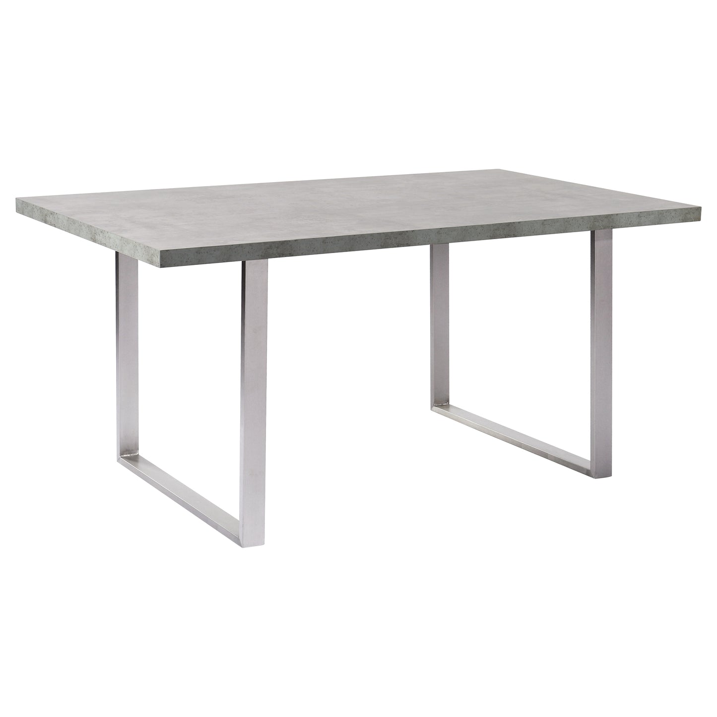 Dining Table with Cement Gray Laminate Top and Brushed Stainless Steel Base