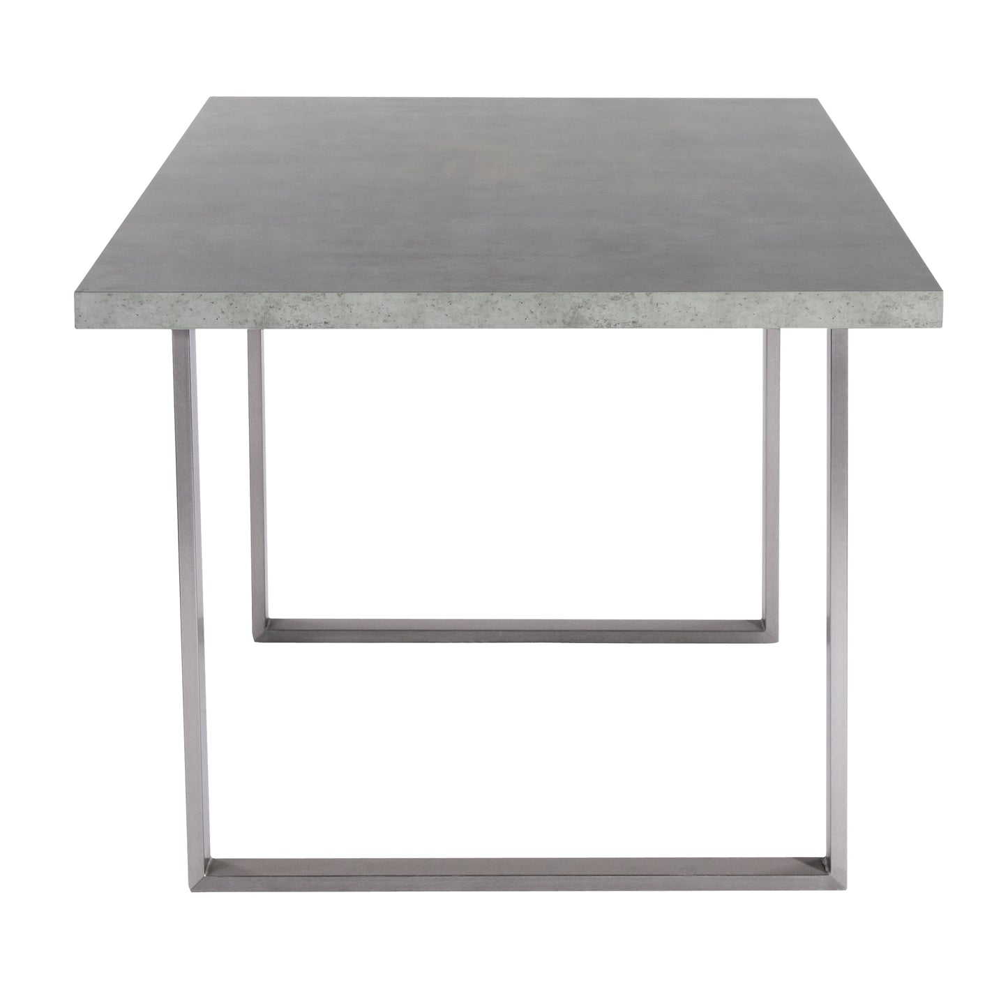 Dining Table with Cement Gray Laminate Top and Brushed Stainless Steel Base