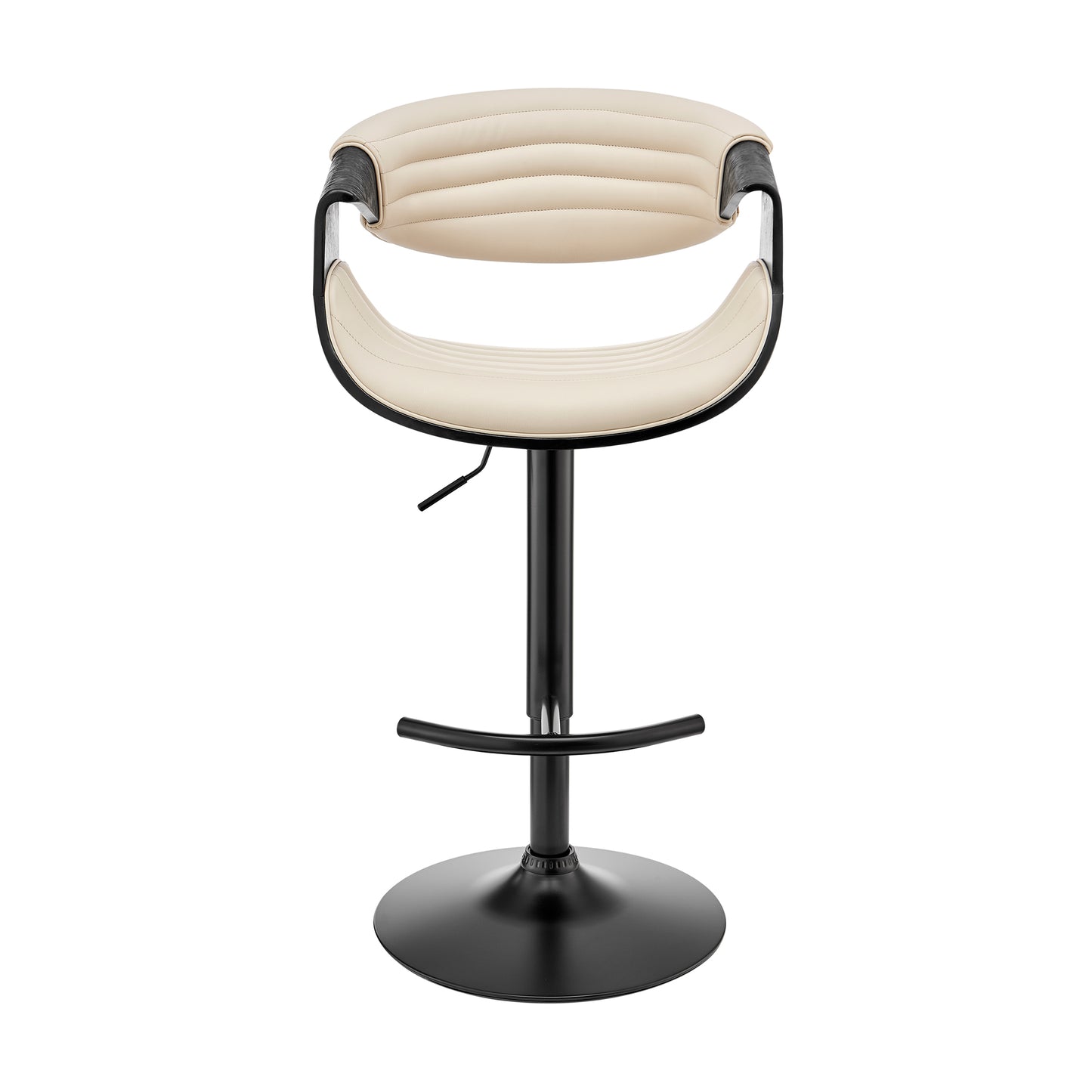 Gionni Adjustable Swivel Cream Faux Leather and Black Wood Bar Stool