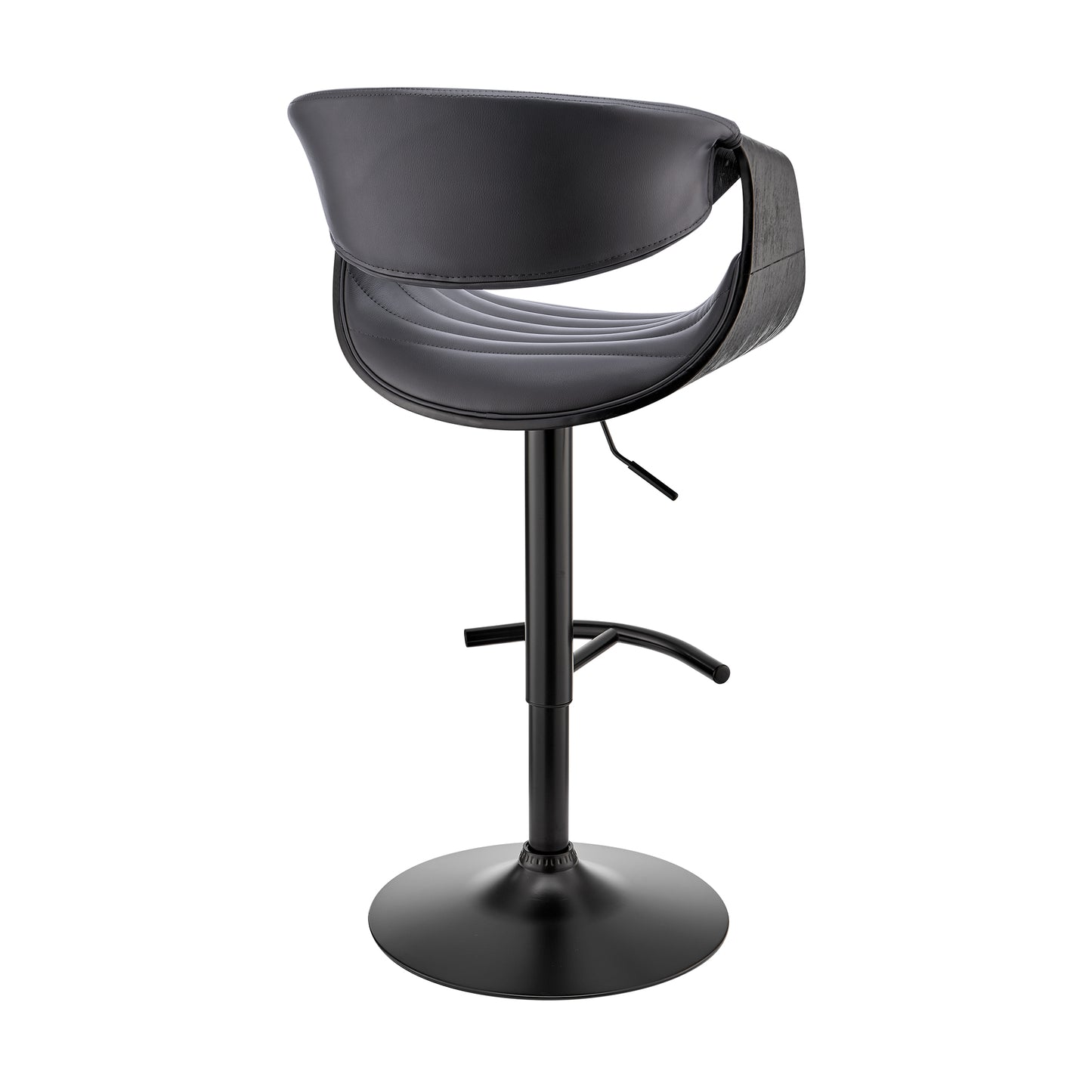 Gionni Adjustable Swivel Grey Faux Leather and Black Wood Bar Stool