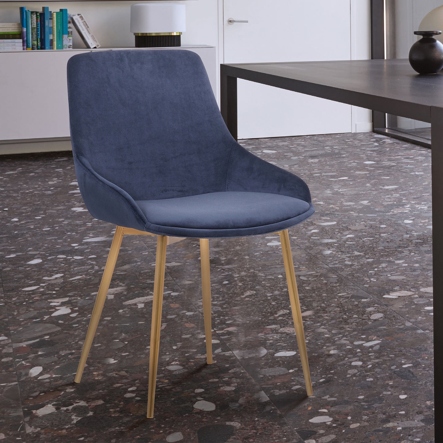 Heidi Blue Velvet Dining Accent Chair