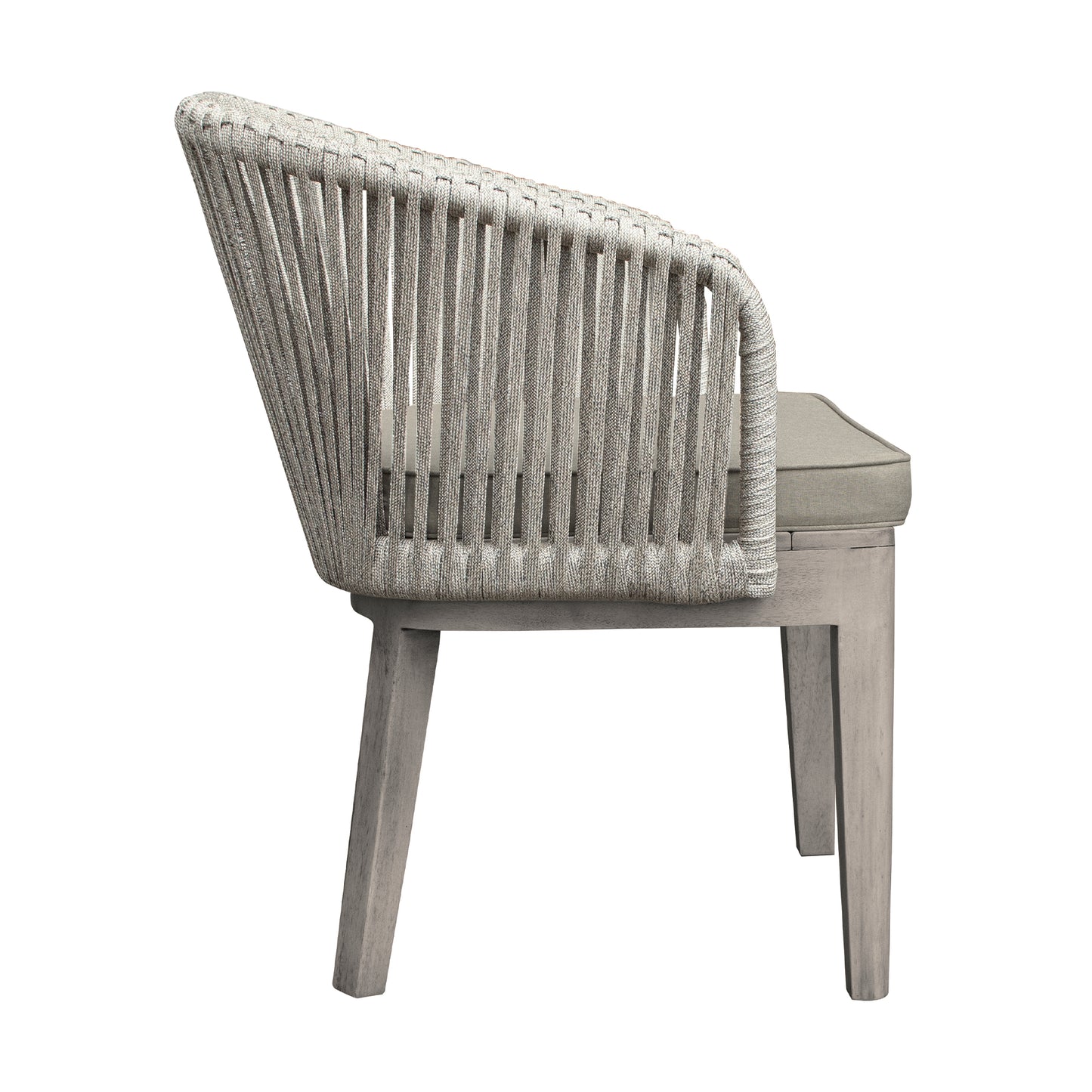 Haiti Patio Dining Chairs with Arms in Grey Acacia Wood and Rope - Set of 2