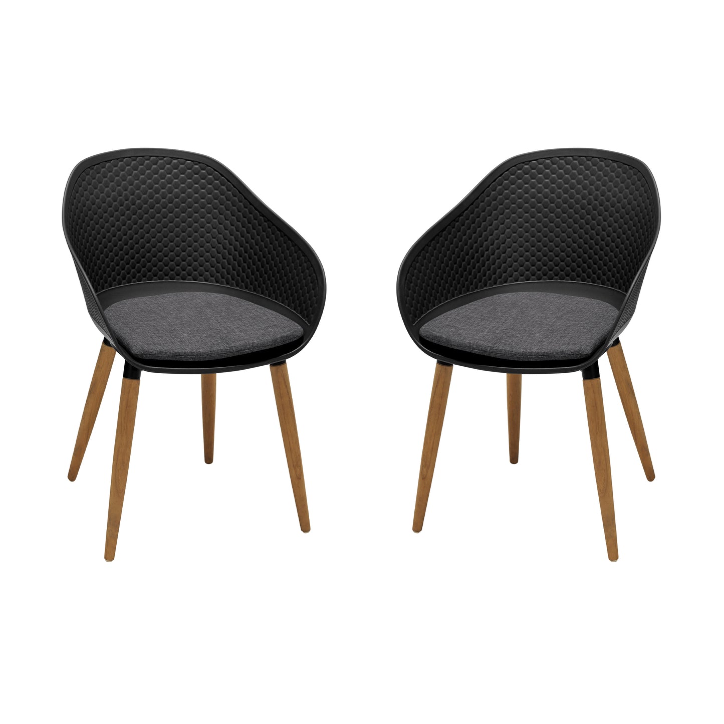 Ipanema Outdoor Dining Chair with Teak Legs and Dark Grey Olefin - Set of 2