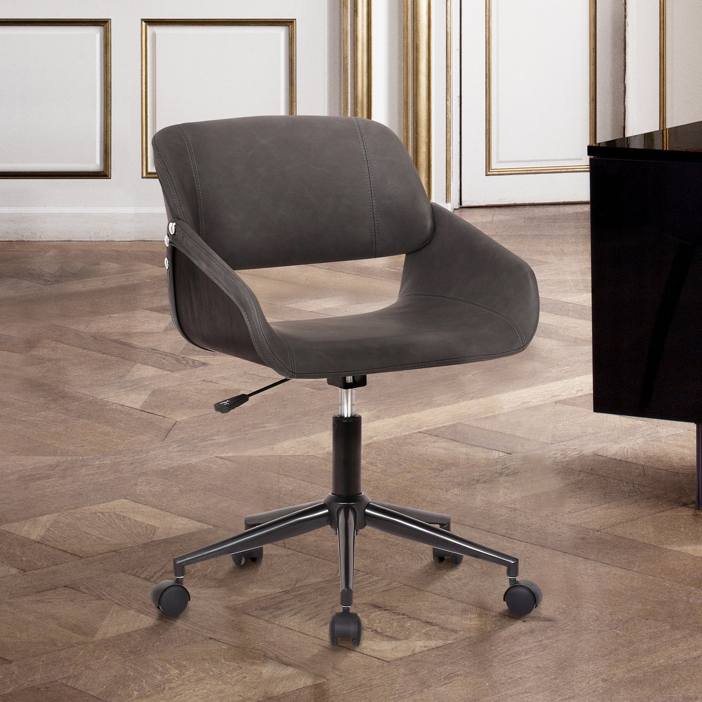 Lowell Mid-Century Gray Faux Leather Task Chair