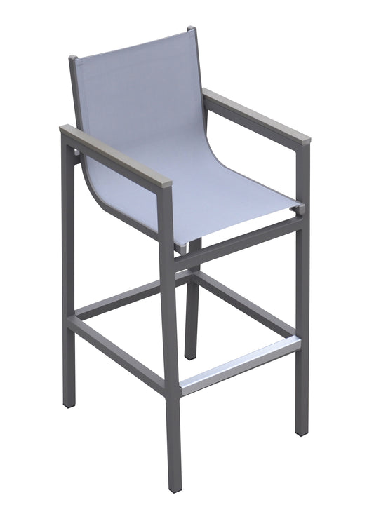Marina Patio Barstool in Grey Powder Coated Finish