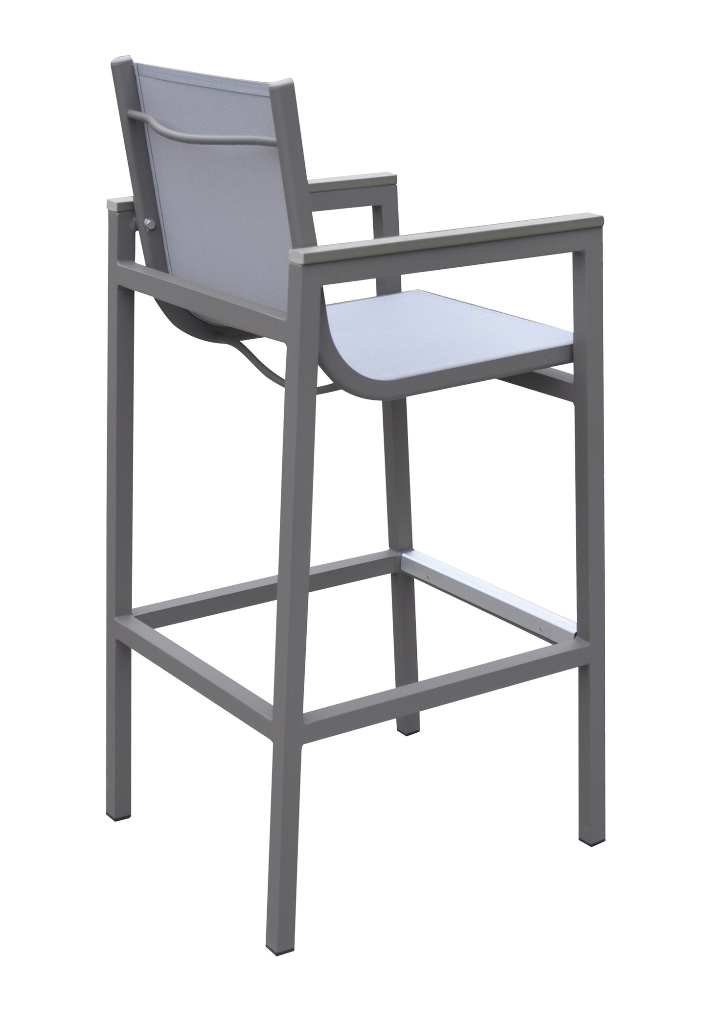 Marina Patio Barstool in Grey Powder Coated Finish