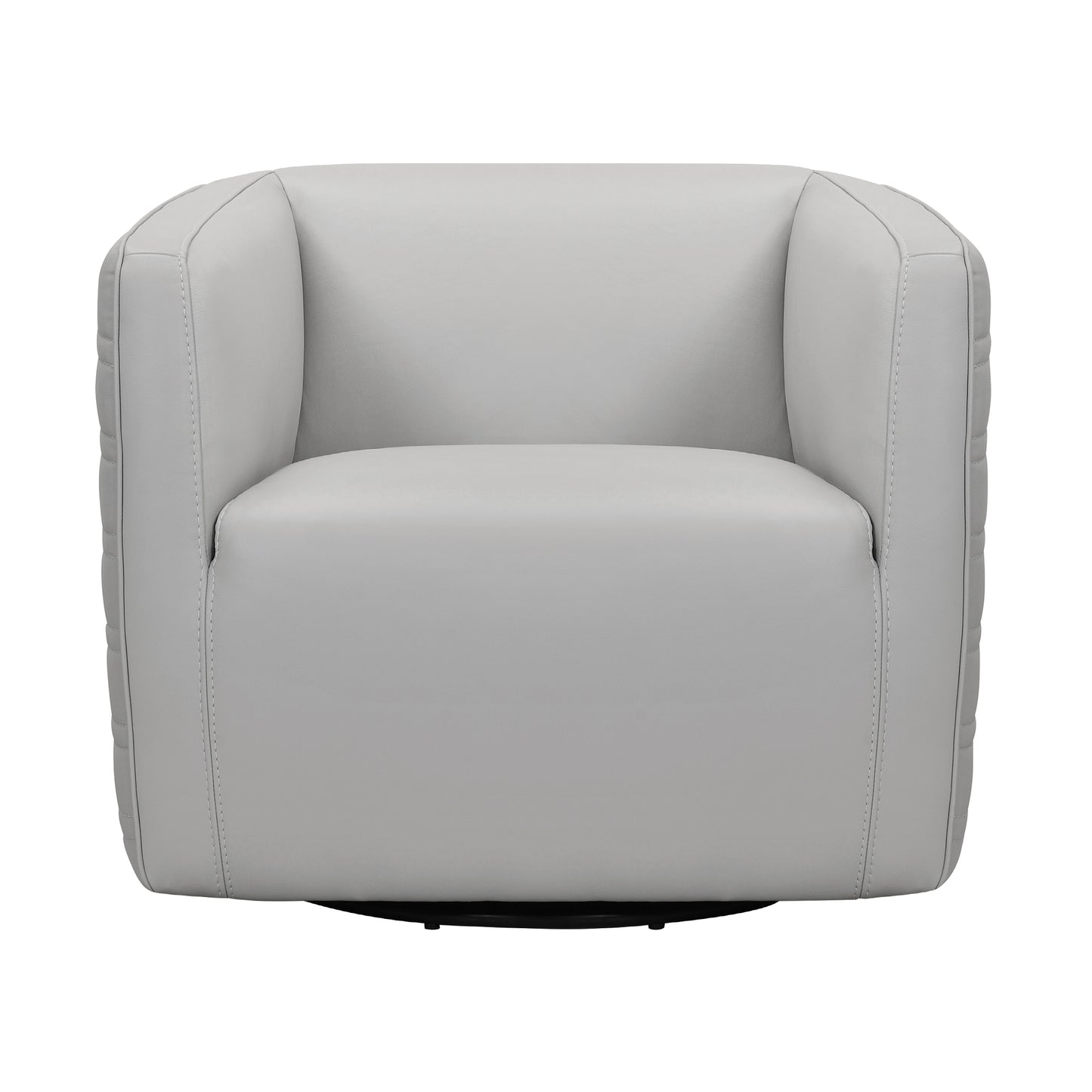 Melanie Swivel Dove Gray Genuine Leather Barrel Chair