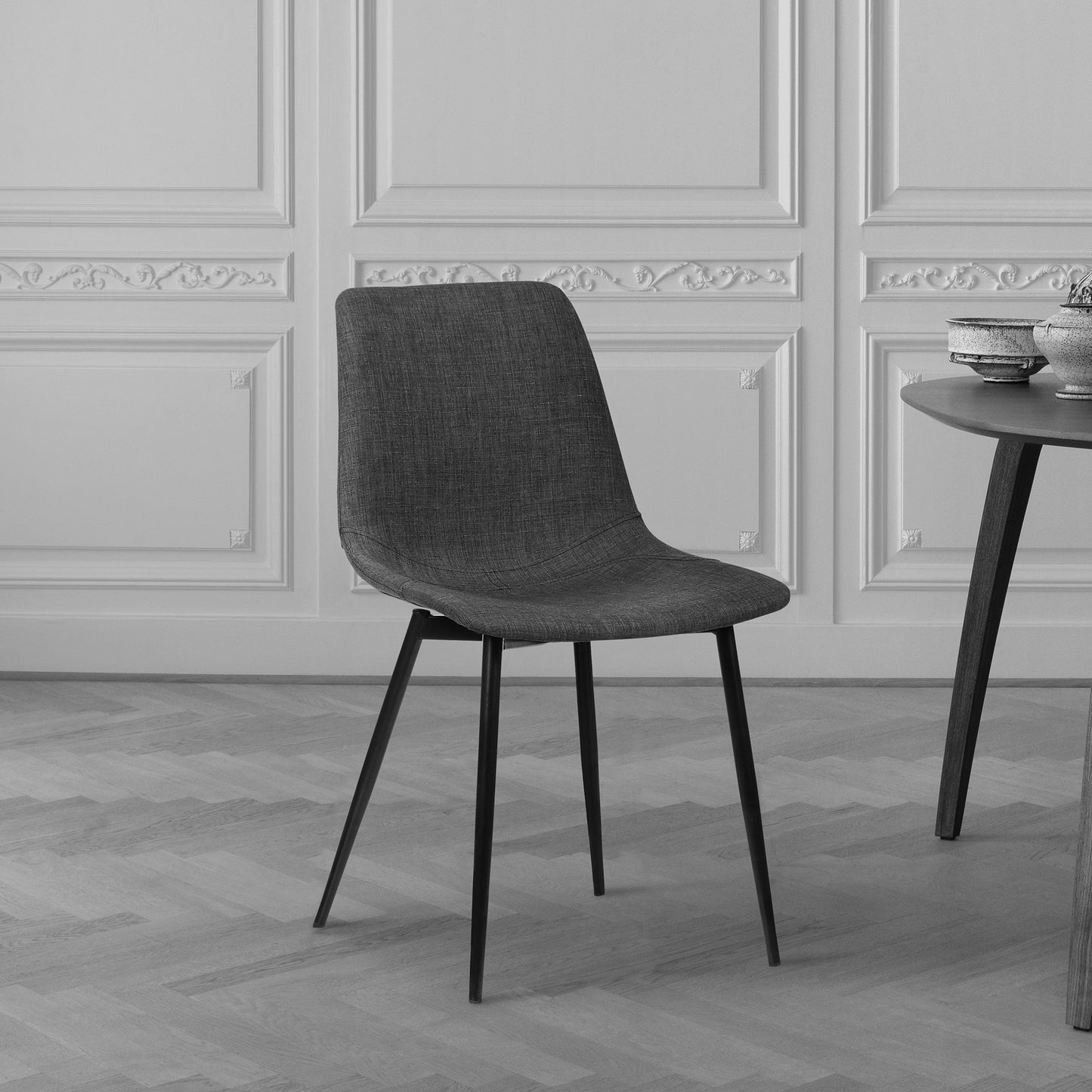 Monte Contemporary Dining Chair in Charcoal Fabric