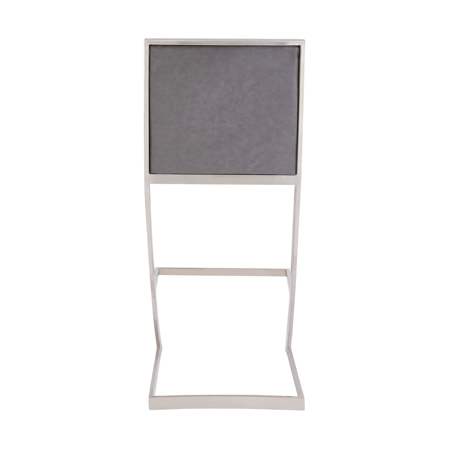 Marc 26" Vintage Gray Faux Leather and Brushed Stainless Steel Bar Stool