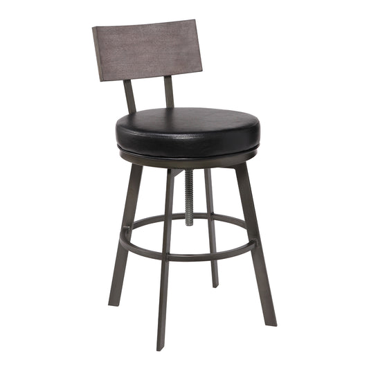 Montreal Adjustable Barstool in Mineral Finish with Black Faux Leather