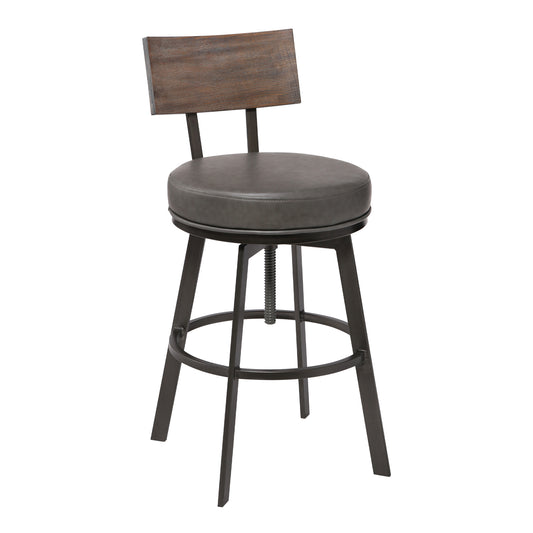 Montreal Adjustable Barstool in Mineral Finish withÂ Gray Faux Leather